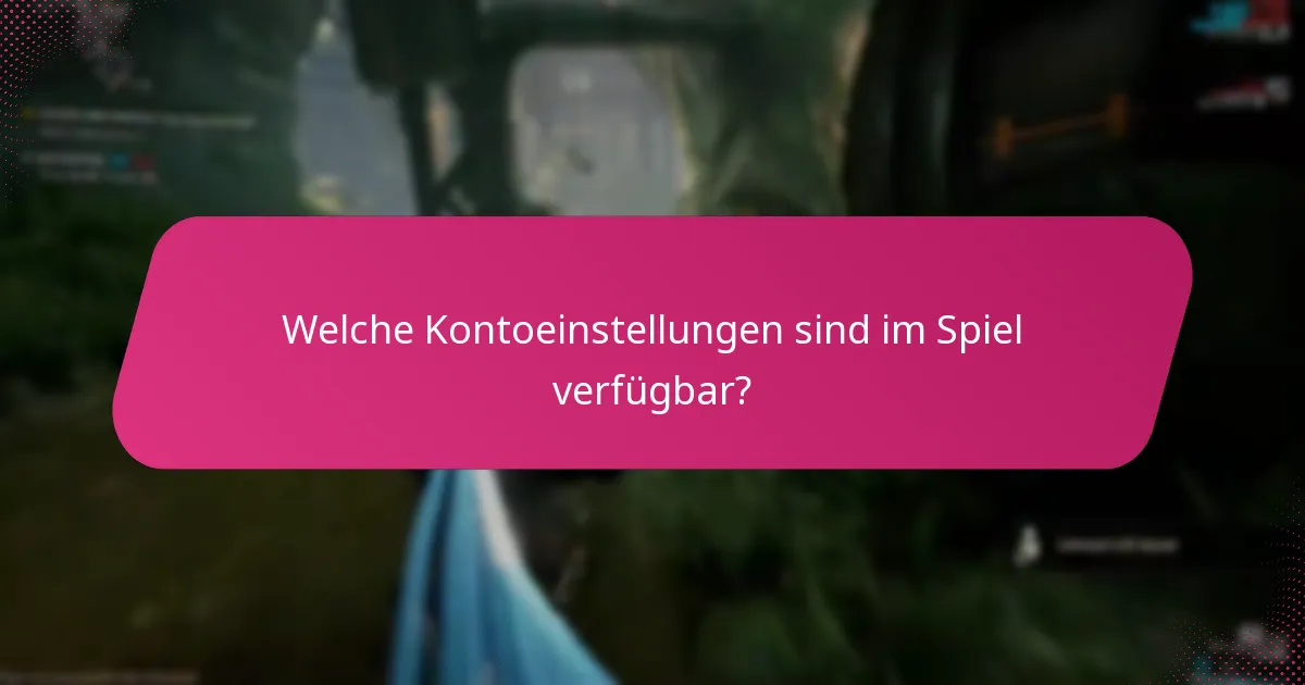 Welche Kontoeinstellungen sind im Spiel verfügbar?